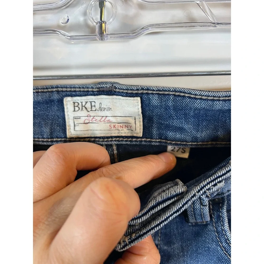 BKE Womens‎ Stella Skinny Jeans Whiskered Blue 27S